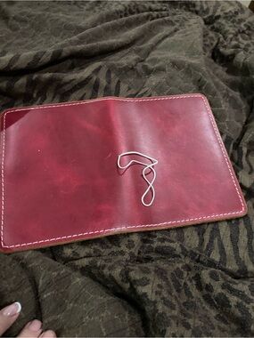 Men's Red Leather Passport & Card Holder — Slim Travel Organizer